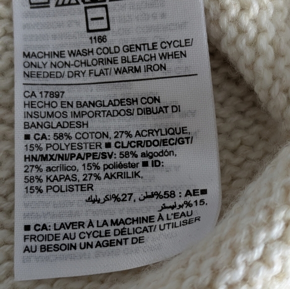 Old Navy NEW Women eggshell-white black pink green Cotton Peacock Sweater Size S - Picture 6 of 9